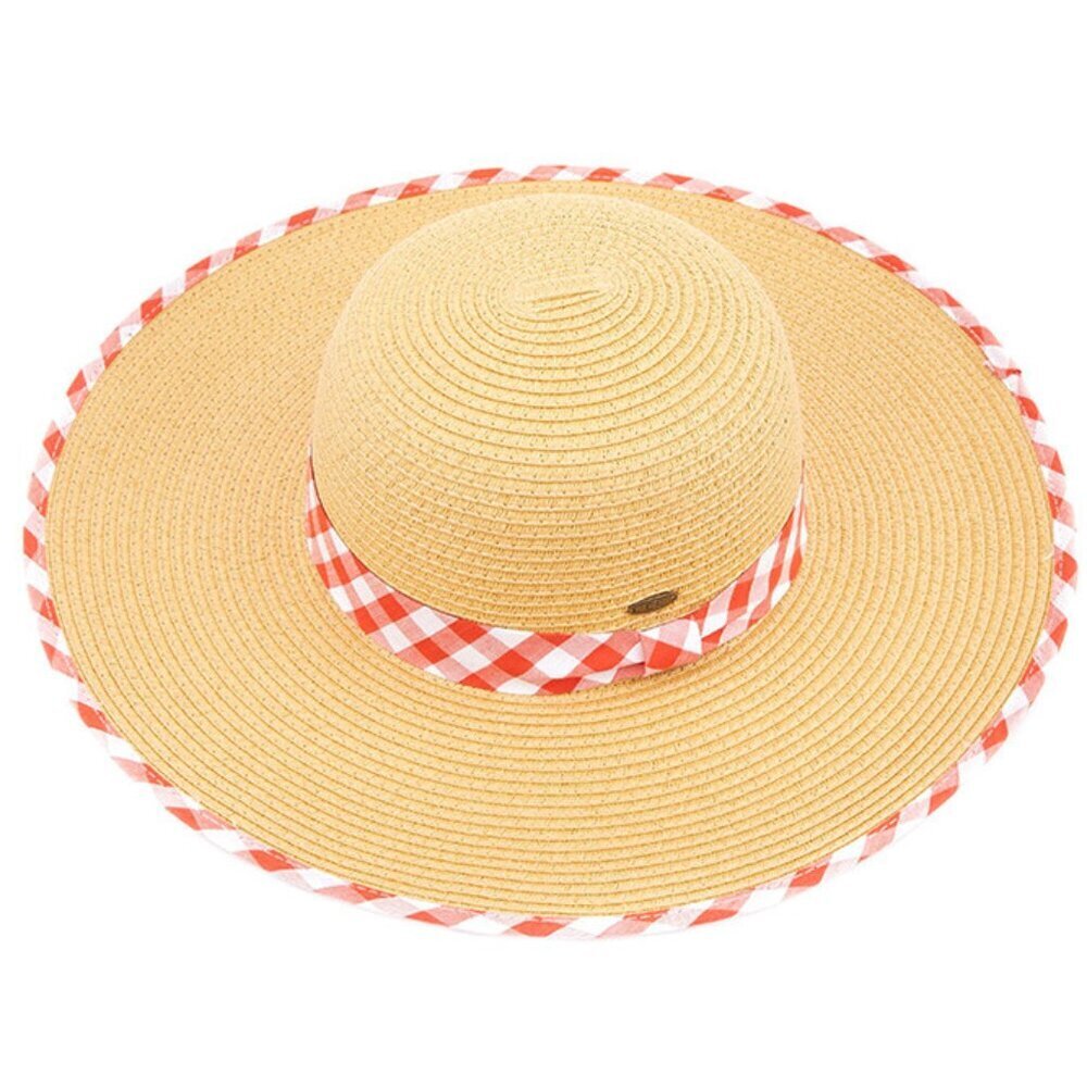 C.C Buffalo Check Plaid‎ Wide Brim Braid Summer Sun Hat